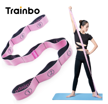 Trainbo Stretch Strap Elastic Yoga Stretching Strap Multi-Loop for Physical Therapy Pilates Dance Gymnastics Exercise Flexible Pilates Stretch Band