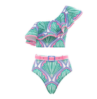 Printed Ruffle Fashion Split Swimsuit Women's Summer Swiming Suit 2022 Luxury Shorts Bourkini Suit