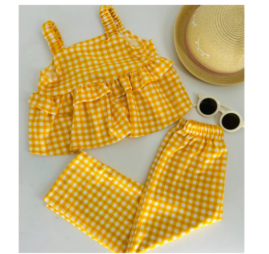 Sophia Gingham Fashion OOTD Terno for Kids-Girls D8