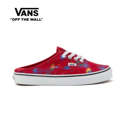 Vans Authentic Mule Overspray Racing Red/True White Canvas Sneakers For Unisex