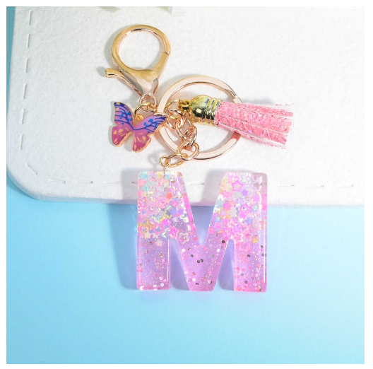 Glitter Star Sequin Filled 26 Letter Keychains With Butterfly Pendant Fashion Tassel Name Initials Key Chains Car Keyrings Gifts M
