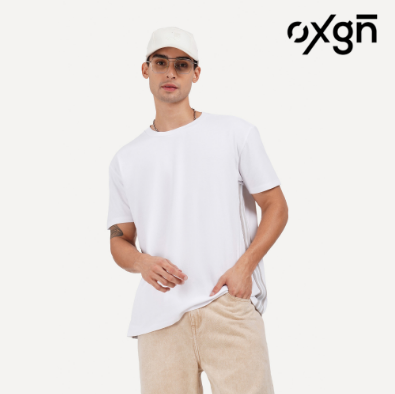 OXGN Premium Threads Side Taped T-Shirt For Men (Navy Blue/White)