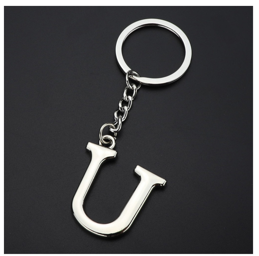 New A-Z 26 Letter Key Chains Stainless Steel Keychain Charm Fashion Accessories Key Ornaments U