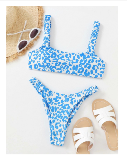 Sexy Fashion Multicolor Leopard Print Split Bikini Swimsuit