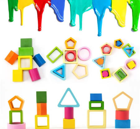 Gradient Rainbow Puzzle Montessori Wooden Sorting Stacking Toys for Baby Toddlers Educational Toys Shape Color Sorter Preschool