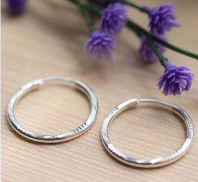 Italy Sterling Silver Hoop Loop Earring