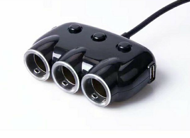 Car 3 Cigarette Lighter Socket Adapter with Dual USB Car Charger
