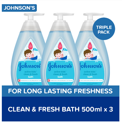 Johnson's Active Kids Clean & Fresh Bath 500ml x 3