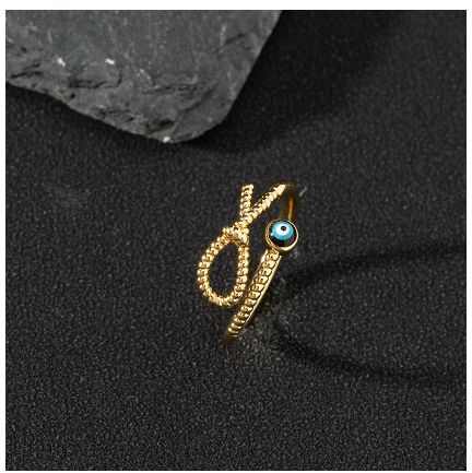 Copper Zircon Enamel Drop Oil Ring Female Evil Eye Vintage Accessories Jewelry L