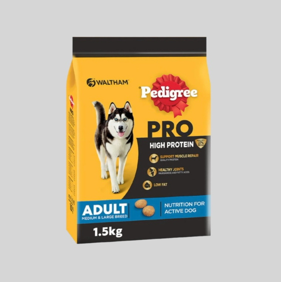 PEDIGREE PRO High Protein Dry Dog Food For Medium and Large Breed 1.5kg
