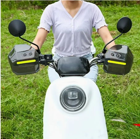 2pc Off-road Motorcycle Handguard Protector, Reflective Handlebar Windshield, PVC Electric Vehicle Wind Deflector, Universal Modification Rain Cover for Sunshade, Windproof and Rainproof