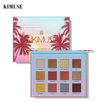 KIMUSE 12 Colors Sunset Eyeshadow Palette Shimmer Matte Waterproof Easy To Wear Eye Shadow