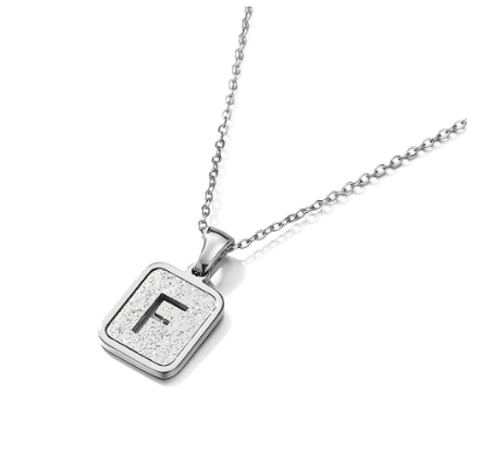 St. Kunkka 316L Stainless Steel Hollow A-Z Letter Pendant Necklace for Gift and Birthday Gift  F