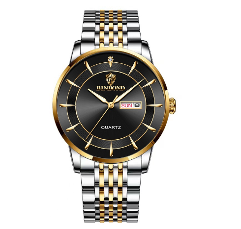 Binbond Original Luxury Boys Casual Waterproof Fashion Quartz Watch Luminous Fashion Butterfly Buckle Stainless Steel Men's Watch M004