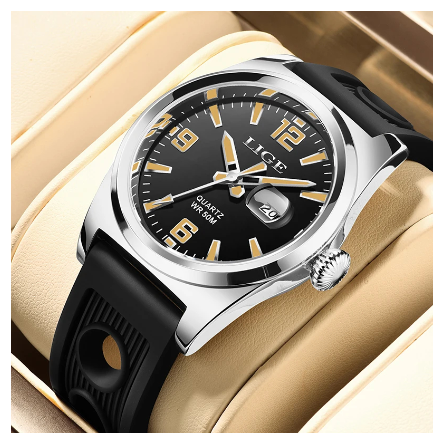 LIGE Official Waterproof Quartz Watch Men Military Casual Fashion Sport Silicone Luminous Wristwatch Date Calendar Watches SILVER BLACK GOLD