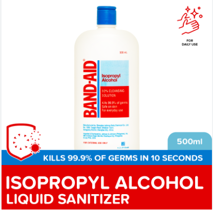 Band-Aid Isopropyl Alcohol 500ml - First Aid, Wound Care, Kill 99% of Germs