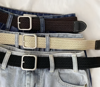 Woman Korean style woolen Elastic Fabric Woven Stretch belt Casual Ladies Unisex Braided Belts