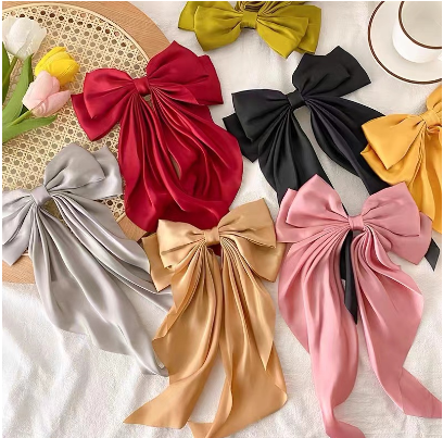 Korea Elegant Long Bow Hairpin Large Ribbon Hair Clip