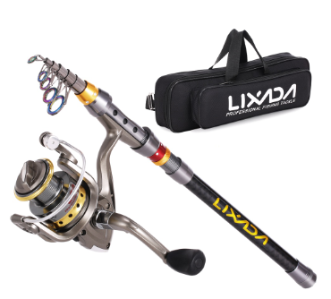 Lixada Carbon Fiber Telescopic Fishing Rod and Spinning Fishing Reel Combo Full Kit Fishing Tackle