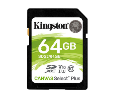 Kingston Canvas Select Plus SD Card 64GB for HD 1080p and 4K Video Cameras (SDS2/64GB)