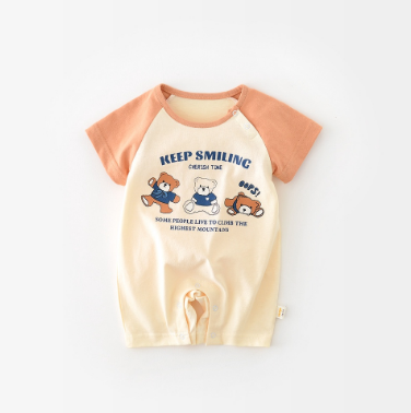 Summer new Newborn Color Matching Short Sleeve Clothes for Boys Girls Baby Cartoon Jumpsuit