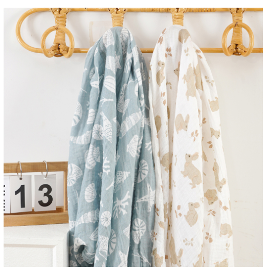 Happyflute 2 Pcs Set Baby Muslin Swaddle Blanket Soft Farbic Cotton Baby Products Baby Multifunctional Gauze 14