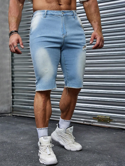 Manfinity Homme Men Fashion Casual Denim Shorts