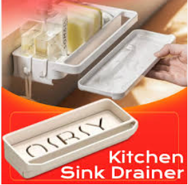 1 pc  Free Space Wall Mounted Faucet Kitchen Sink Soap Sponge Dishcloth Holder With Removable Drainer