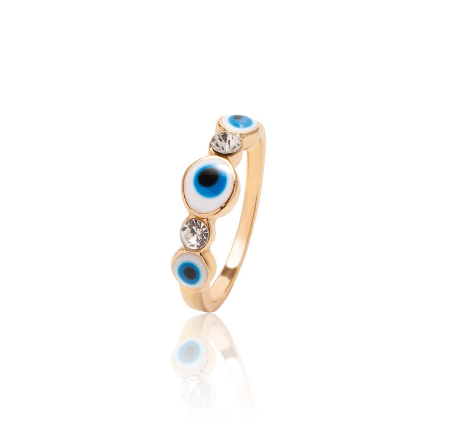 Oil Painting Gold-Plated Devil's Eye Ring Personalized Electroplated Women's Fashion Ring Opening Women's Accessories Jewelry D3