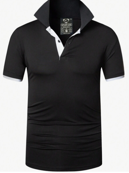 1pc Men's Quick-Drying Sports Shirt, Short Sleeve Paul Polo Shirt, Slim-Fit Tennis Badminton Golf Bowling Dry-Fit Clothes 322