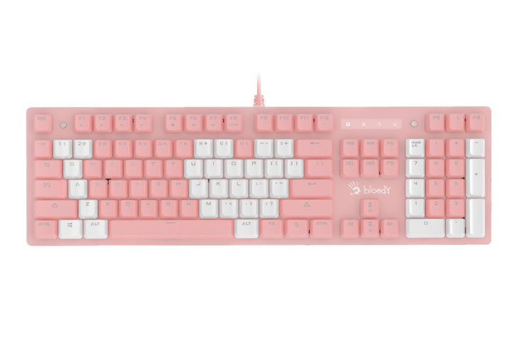 A4Tech Bloody B800 Pink, Light Strike, DIY Keycaps, Wired Mechanical Gaming Keyboard (Red Linear)