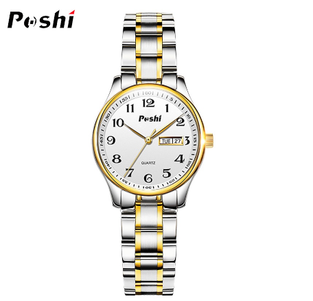 POSHI Watch For Woman Waterproof Original On Sale Women Stainless Steel Golden Silver With Box Watch GOLD WHITE