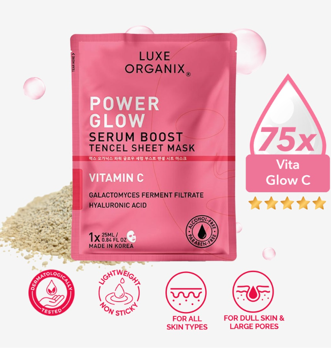 Luxe Organix Power Glow Serum Boost Sheet Mask 25ml