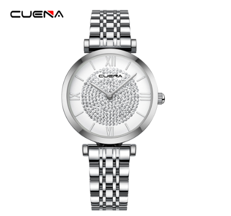 CUENA Women Watches Original Brand Fashion Stainless Steel Luxury Small Dial Casual Business Sports Quartz Waterproof 6066 W5