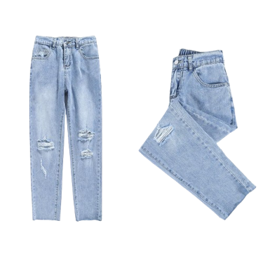 Lovito Women Casual Plain Ripped Jeans LNA40049