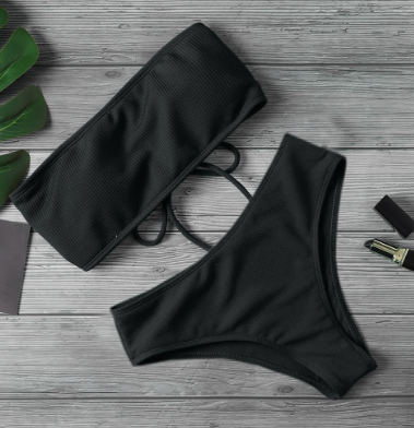 High Waist Sexy Bikini Two Piece Pure Color Swimsuit Push Up Swimwear High Waist Swimsuit
