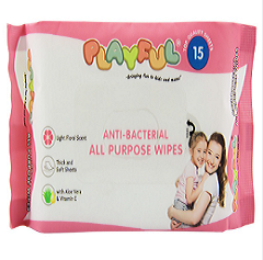 Playful Anti-Bacterial All Purpose Wipes 15's
