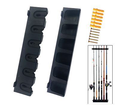 Goture 6 Slots Vertical Fishing Rod Holder Wall Mounted Display Rack Stand Plastic Bracket Fixed Collection