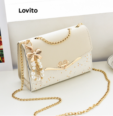 Lovito Women Casual Patchwork Chain Small shoulder bag LNA32135