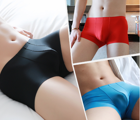 Seamless One Piece Ice Silk Business Cool Men's Boxer Briefs Mid-waist Boxer Shorts Breathable Bottom