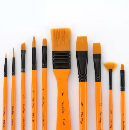 Cod/Advanced Wood Acrylic / Oil Painting / Watercolor / Gouache Brush 10 Piece Set