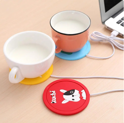 1/3/5PCS Novel USB Power Suply Tea Coffee Cup Mug Warmer Heating Cup Mat Pad Coasters for Office Gadget Cartoon Wood