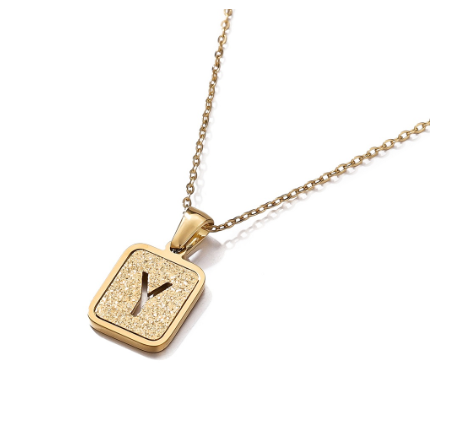 St. Kunkka 316L Stainless Steel Hollow A-Z Letter Pendant Necklace for Gift and Birthday Gift  Y