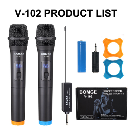 BOMGE Wireless Microphone system 2 Handheld Microphone DVD PC Mic System + Receiver KTV TV Karaoke