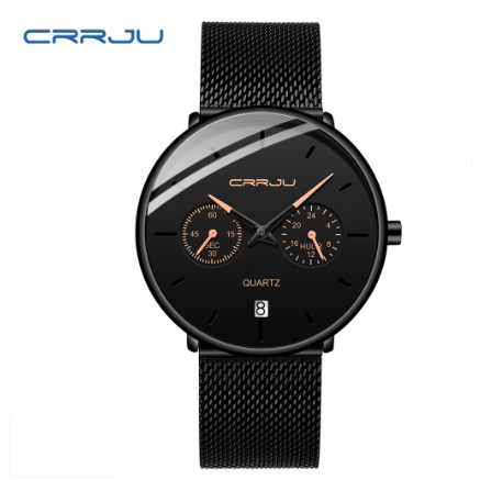 CRRJU Men's Watch Original Brand Multifunctional Fashion Business Analog Quartz Stainless Steel Waterproof 2263 X M04