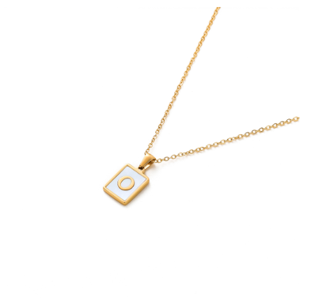 St.kunkka Stainless Steel Gold Letter Pendant Necklace Ladies A-Z Letter Necklace for Gift O