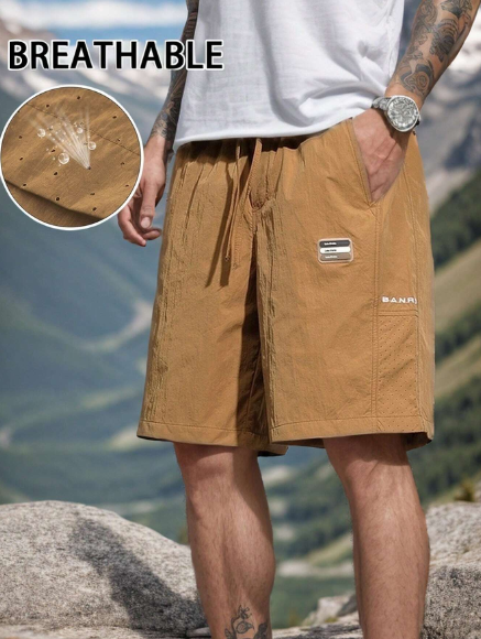 Men's Summer Comfortable Breathable Sporty Bermuda Shorts, Simple Casual Knee-Length Shorts, Loose-Fitting Outdoor Shorts