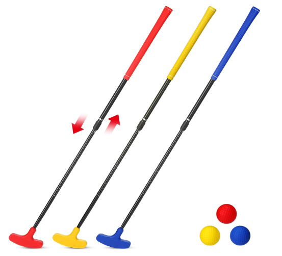 3 Pieces Golf Putter Two Way Mini Putter with 3 Plastic Golf Practice Balls Kids Putter Bulk Long Adjustable Golf Club for Right or Left Handed Golfers Children Teenagers Junior Men and Women
