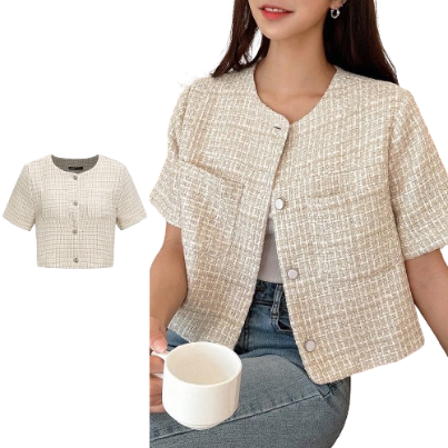 Lovito Women Pocket Button Jacket L58Ad056 (Multi-Color)