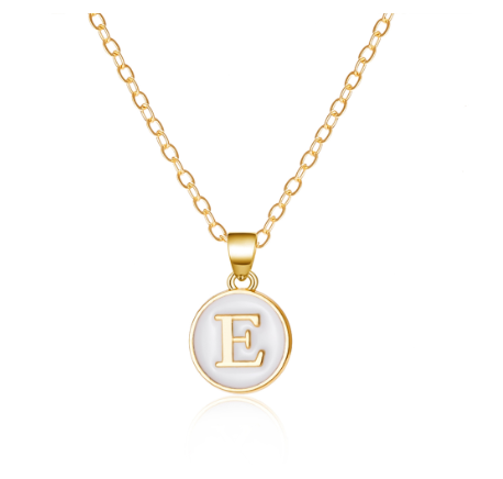 26 Initial Pendant Necklace Men's and Women's Fashion Simple Style Initial Pendant Gold Necklace Holiday Gift E
